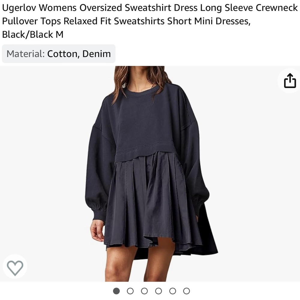 Black oversized sweatshirt dress with pleated skirt